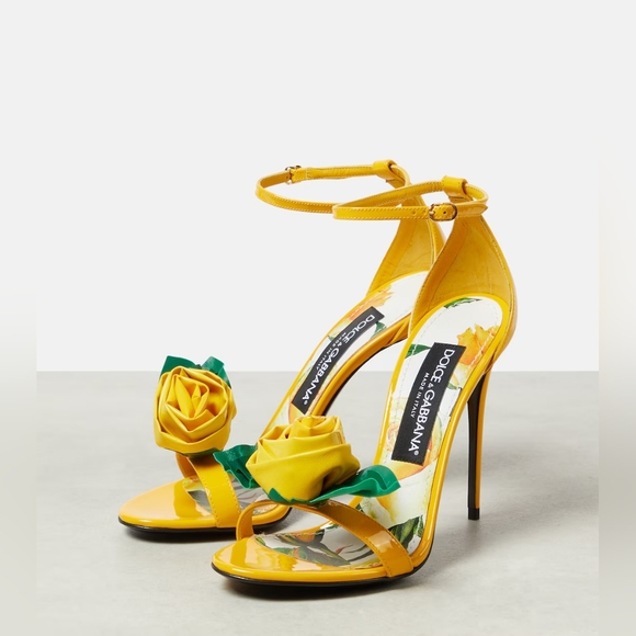 Dolce & Gabbana Shoes - NEW DOLCE & GABBANA KIERA FLORAL APPLIQUE PATENT LEATHER SANDALS SZ IT 38 / US 8